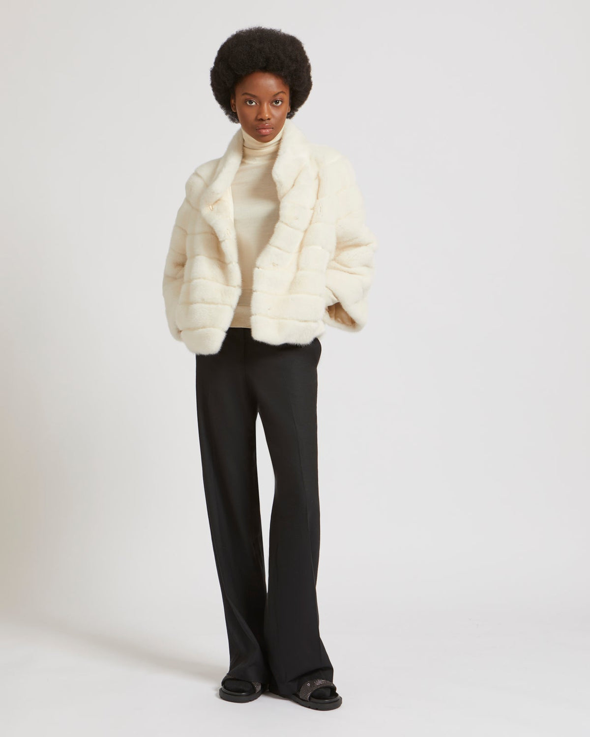 Long hair mink jacket