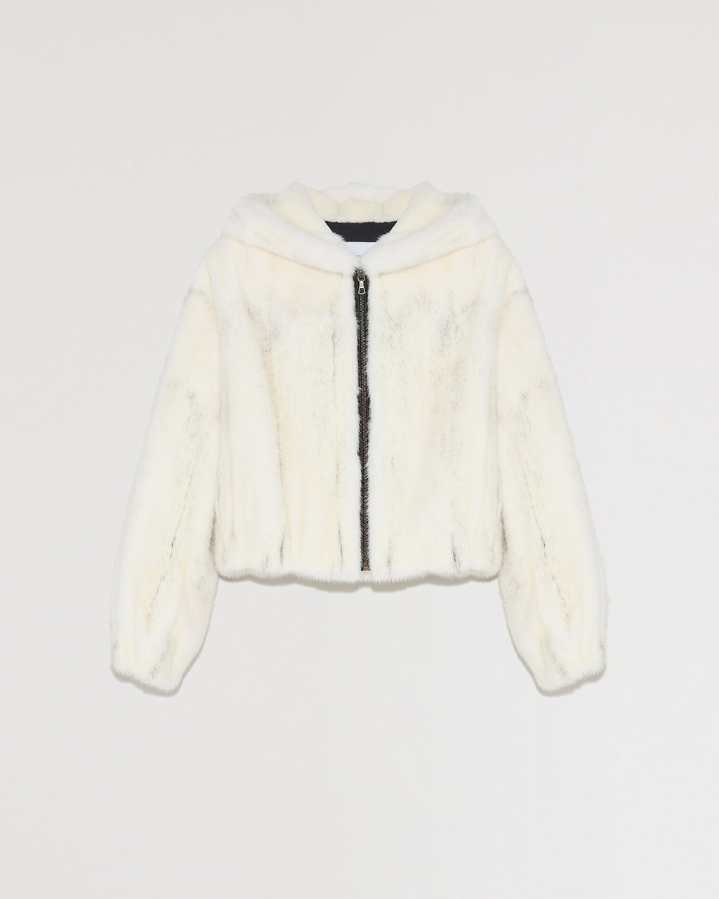 Short hooded mink fur jacket