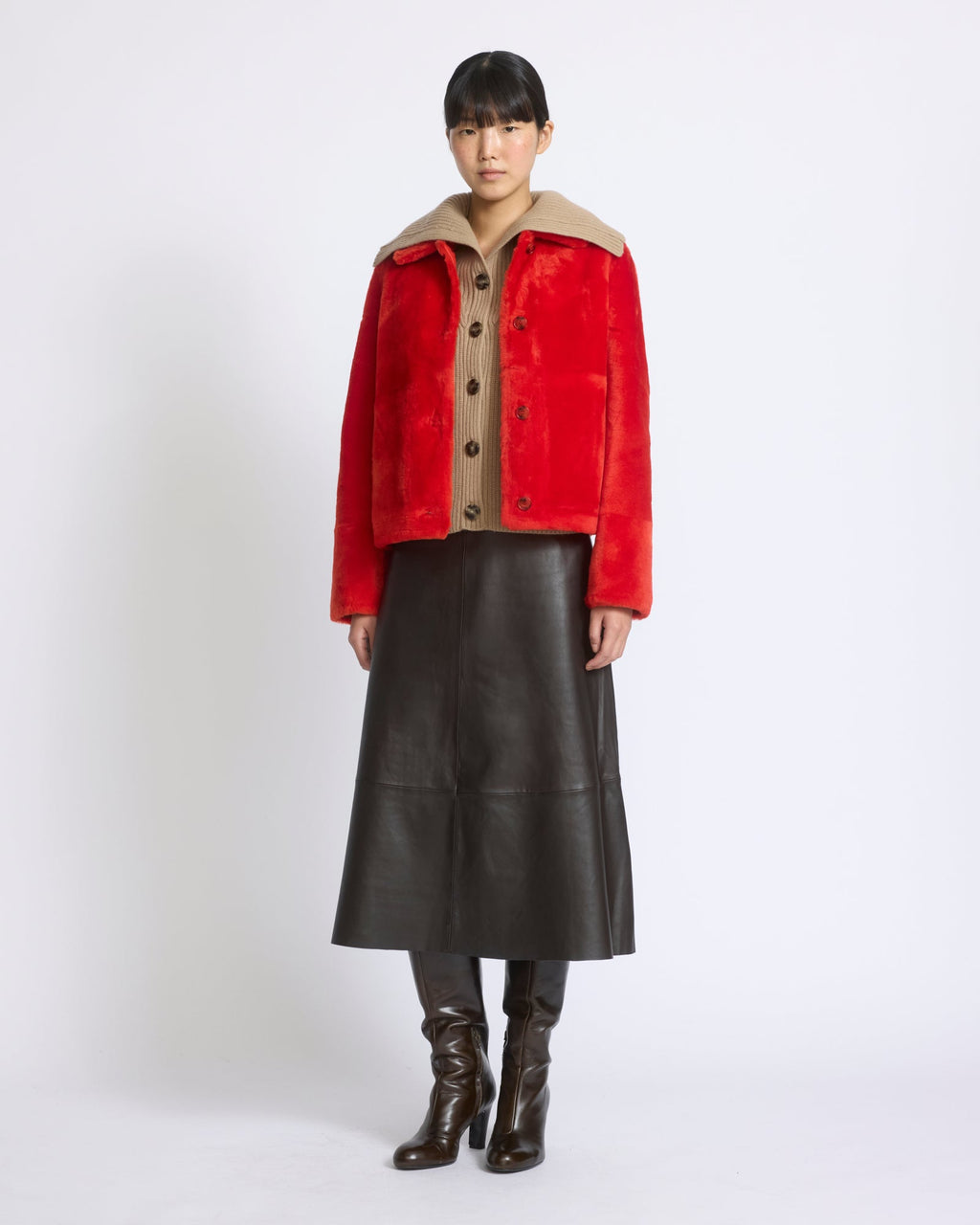 Short jacket in shearling merino lambskin