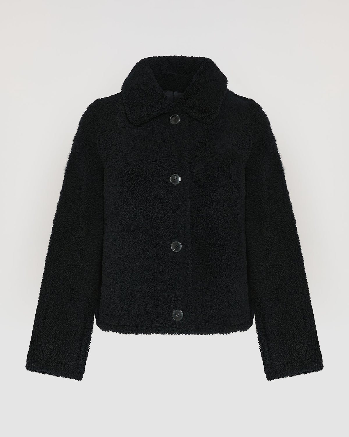 Short butonned jacket in Merino lambskin