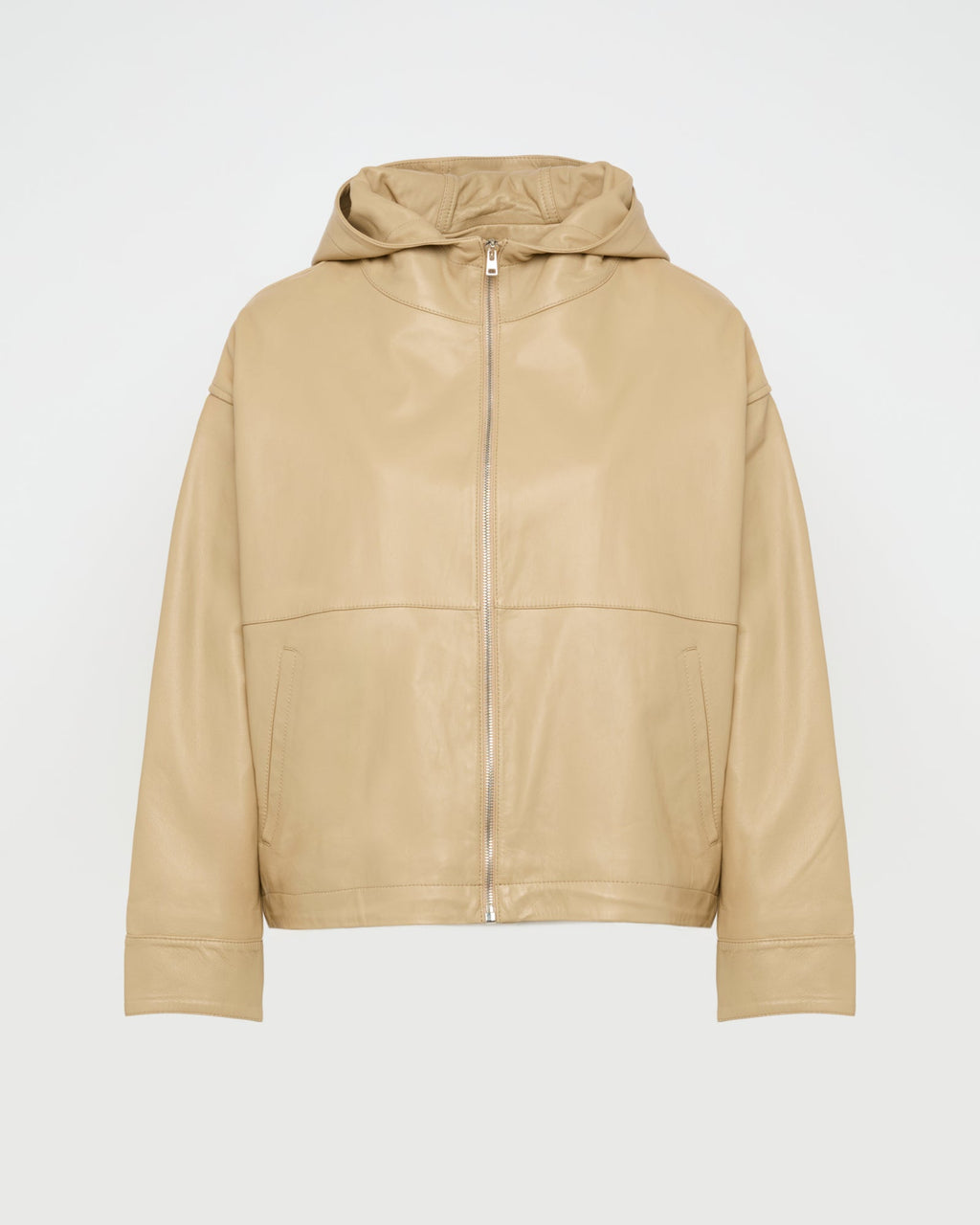 Hoodie jacket in lamb leather