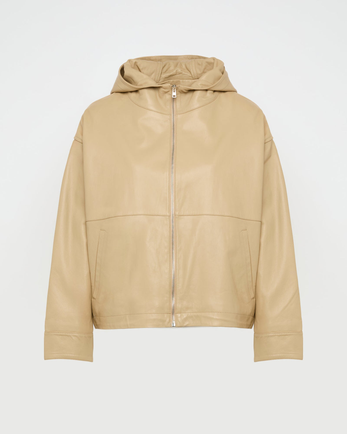 Hoodie jacket in lamb leather