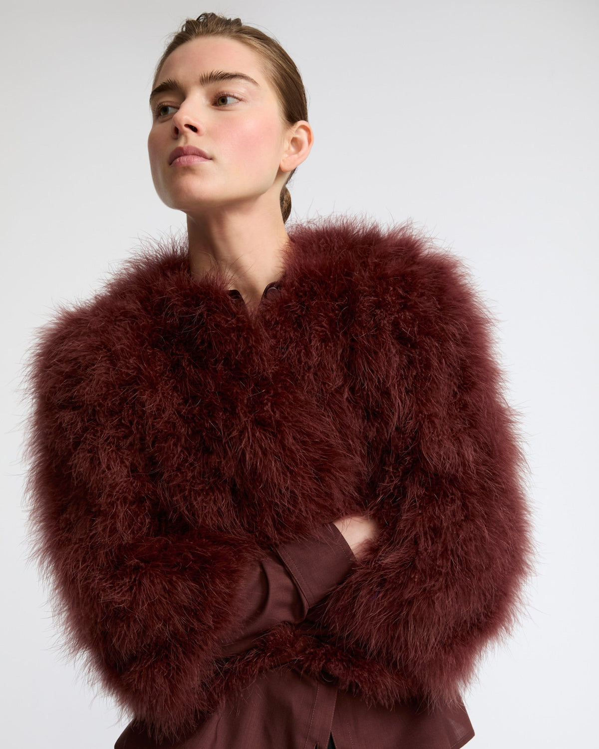 Short feather jacket