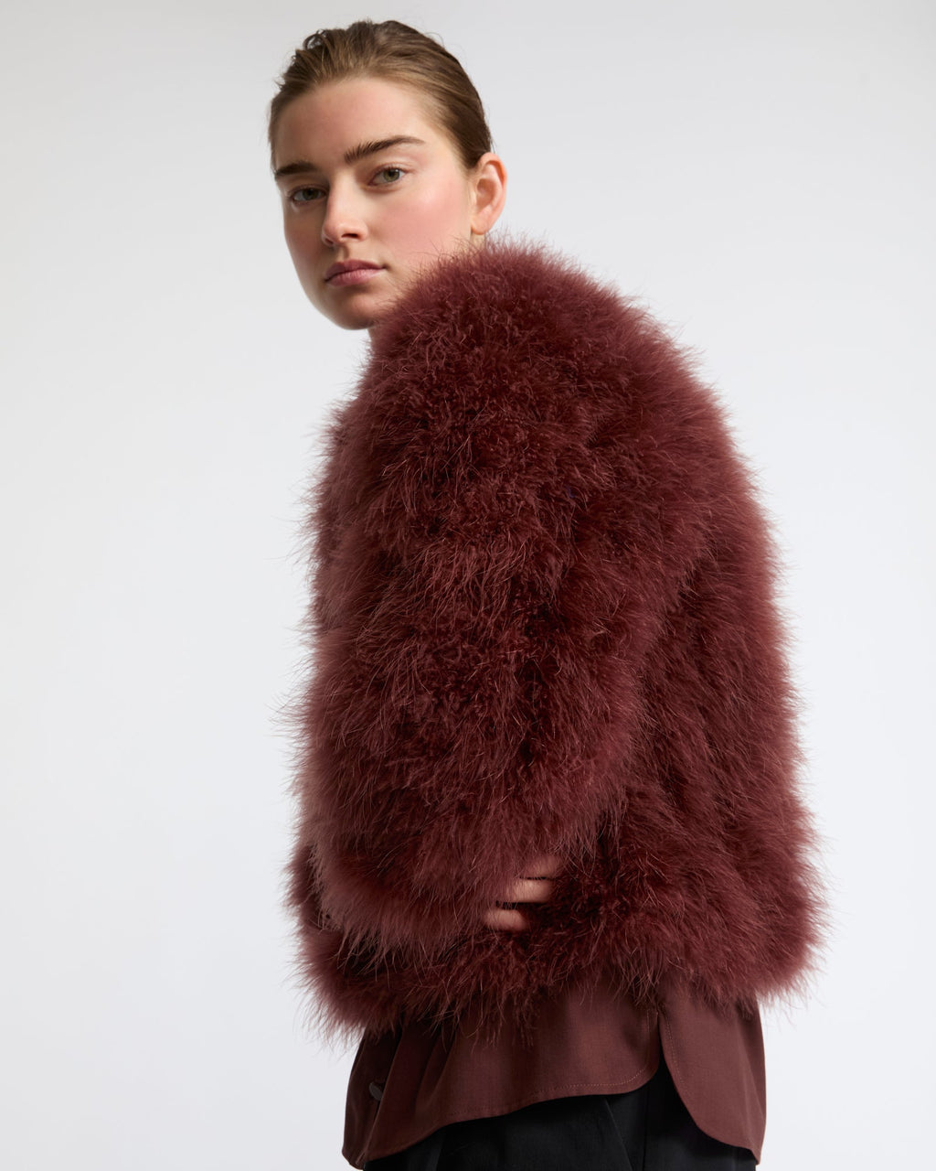 Short feather jacket
