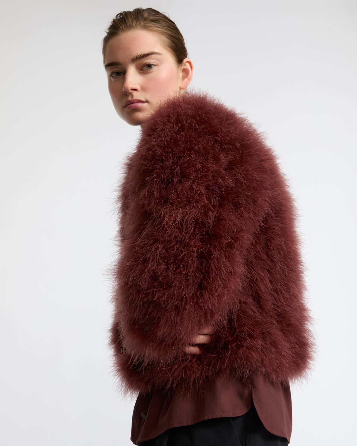 Short feather jacket