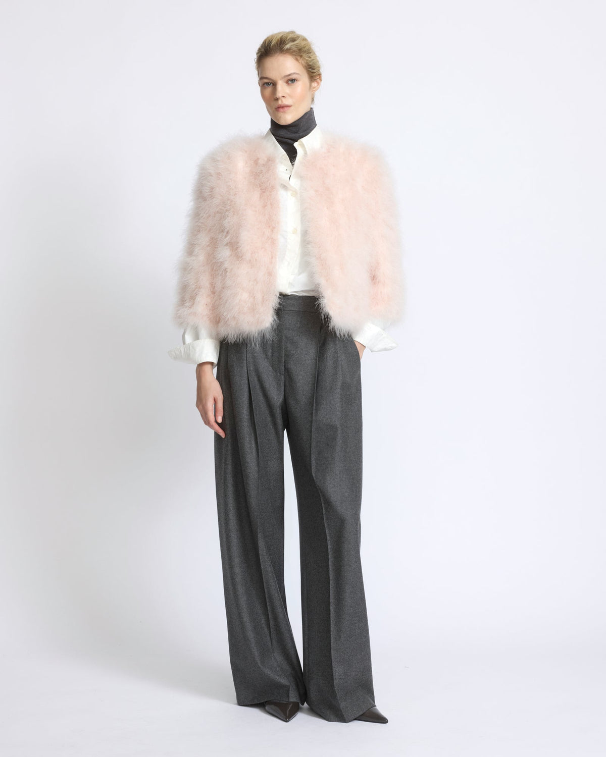 Short feather jacket