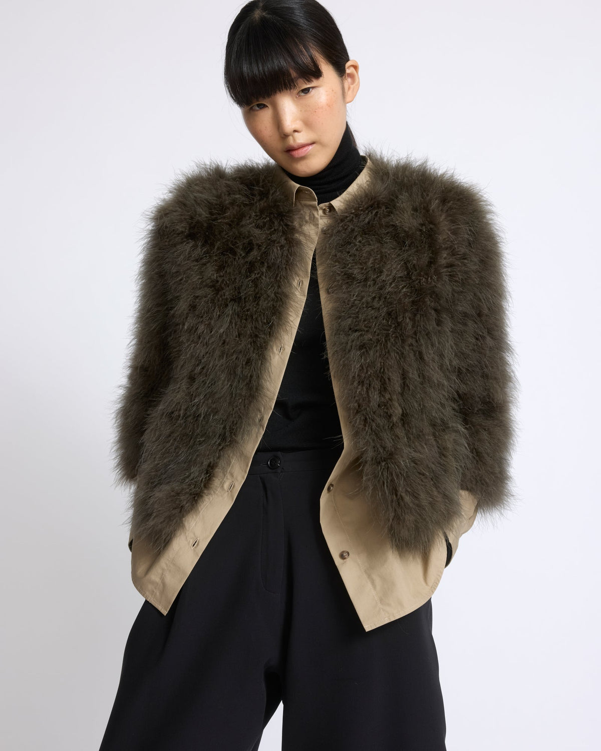 Short feather jacket