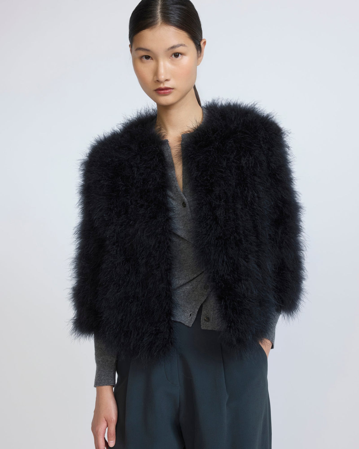 Short feather jacket