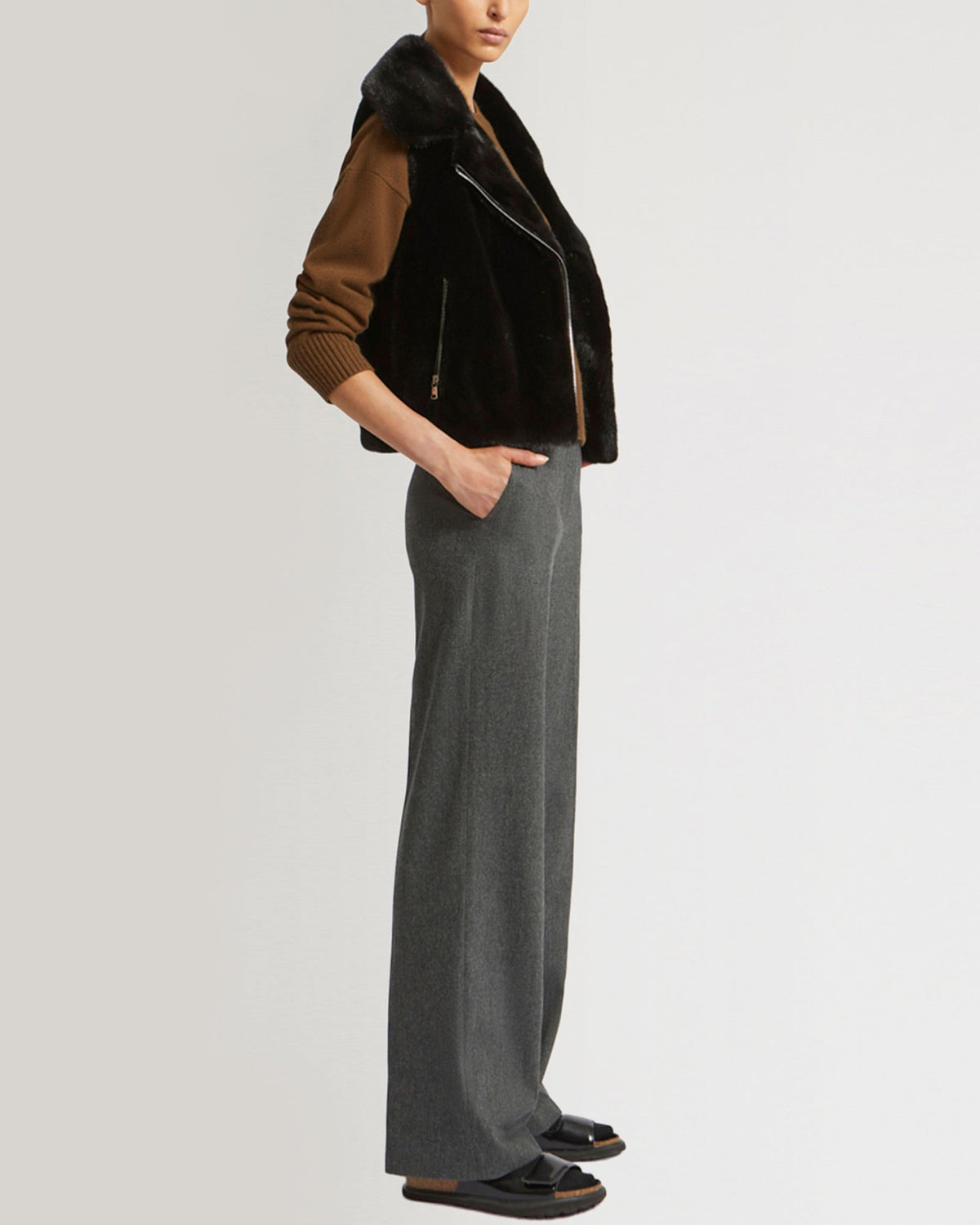 Short jacket in long-haired mink fur