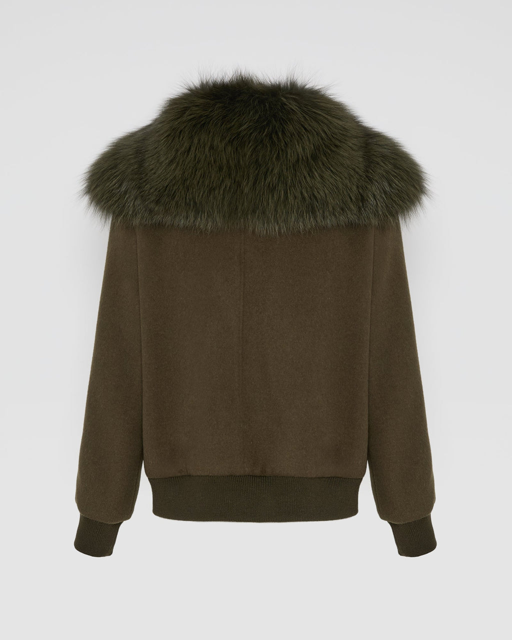 Cropped jacket in cashmere wool with fox fur collar