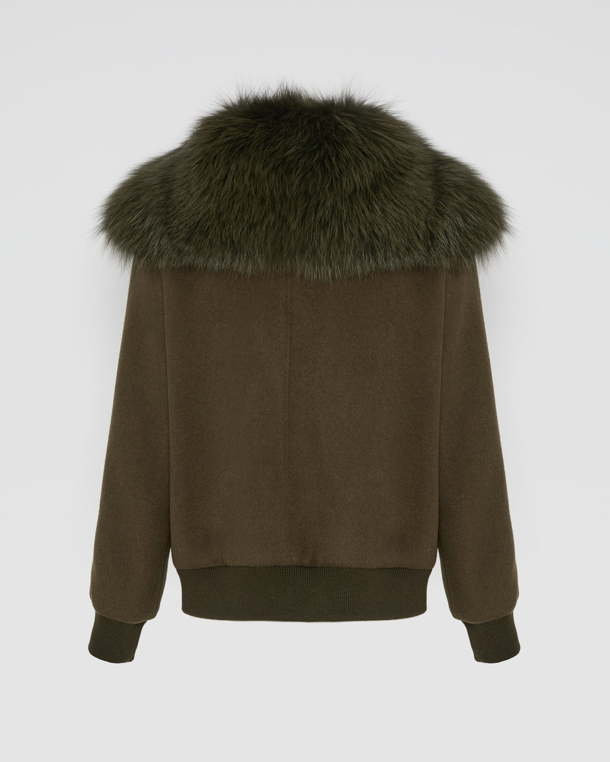 Cropped jacket in cashmere wool with fox fur collar
