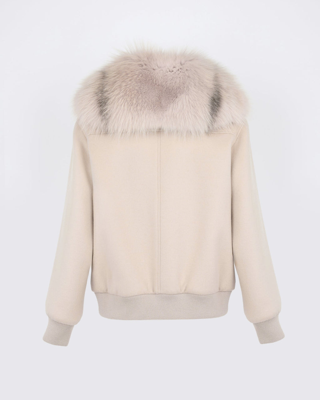 Cropped jacket in cashmere wool with fox fur collar