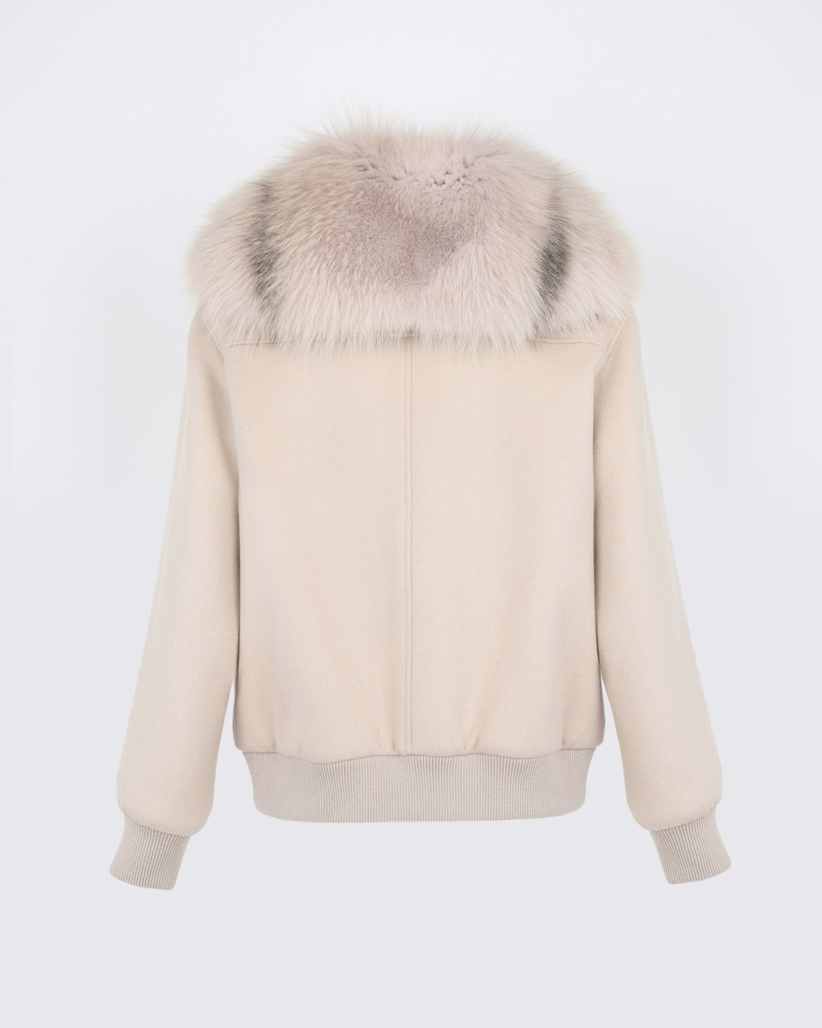 Cropped jacket in cashmere wool with fox fur collar