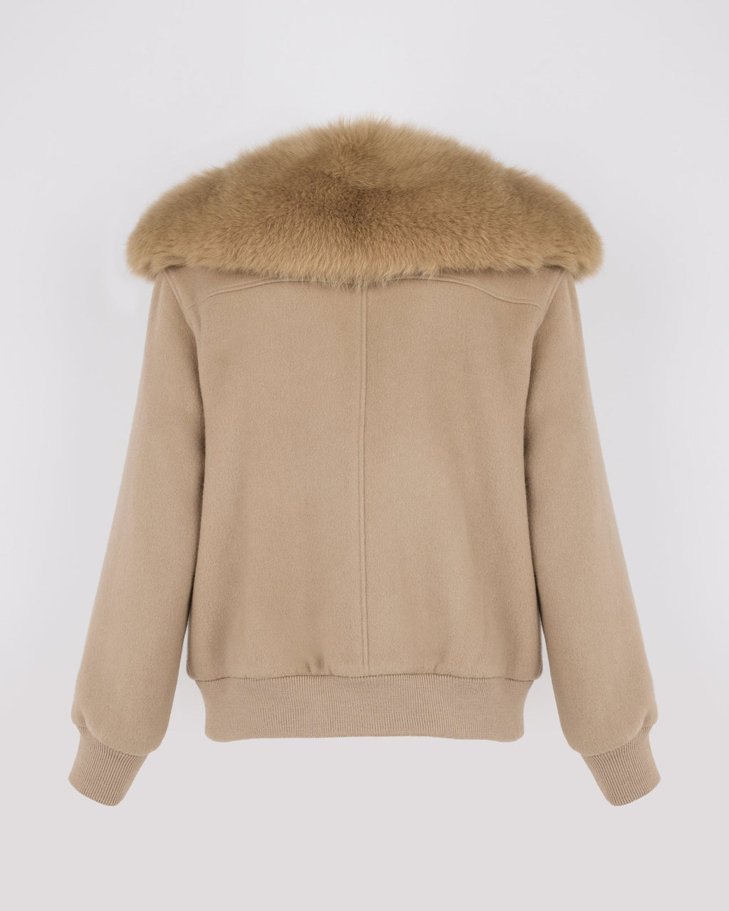Cropped jacket in cashmere wool with fox fur collar