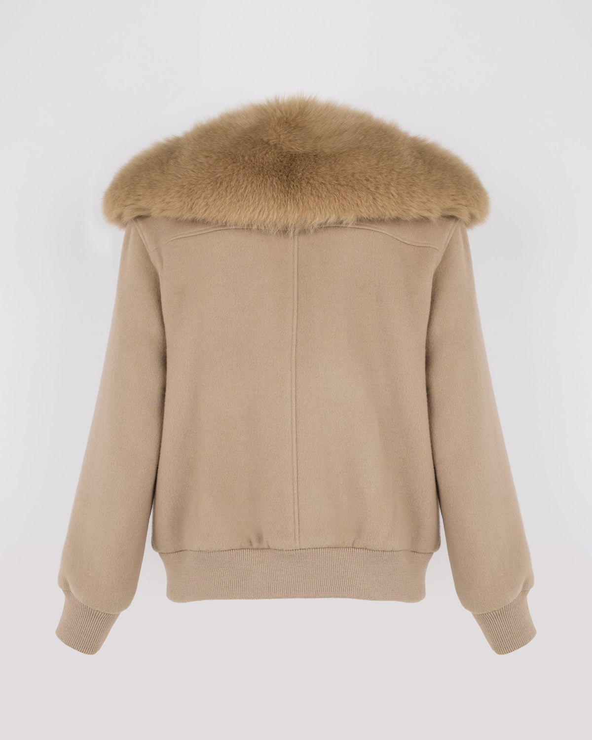 Cropped jacket in cashmere wool with fox fur collar