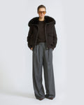 Cropped jacket in cashmere wool with fox fur collar