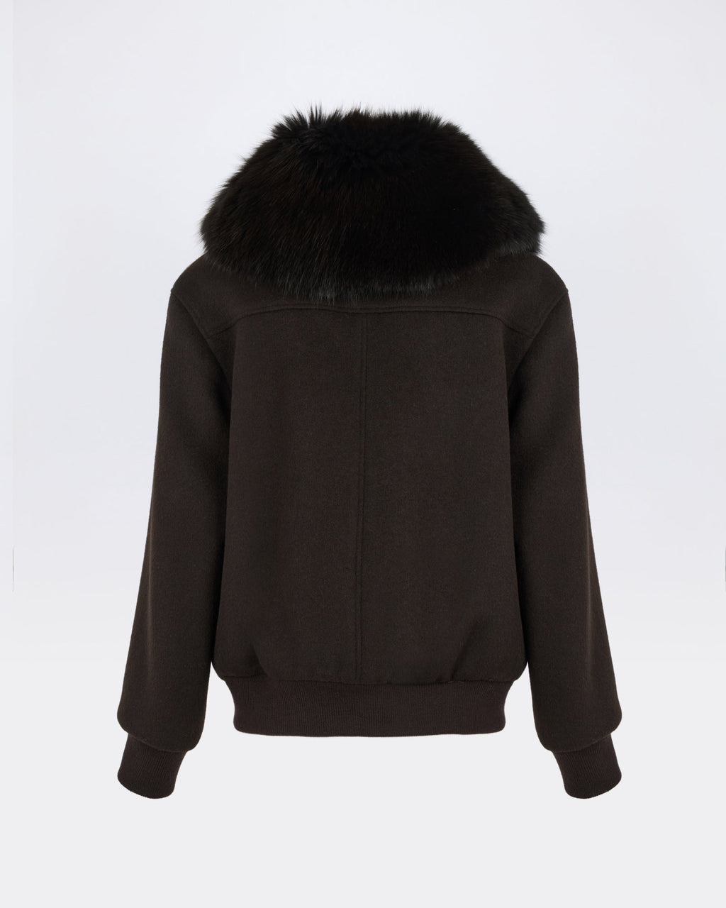 Cropped jacket in cashmere wool with fox fur collar
