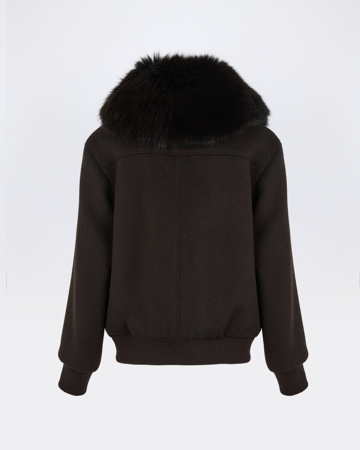 Cropped jacket in cashmere wool with fox fur collar