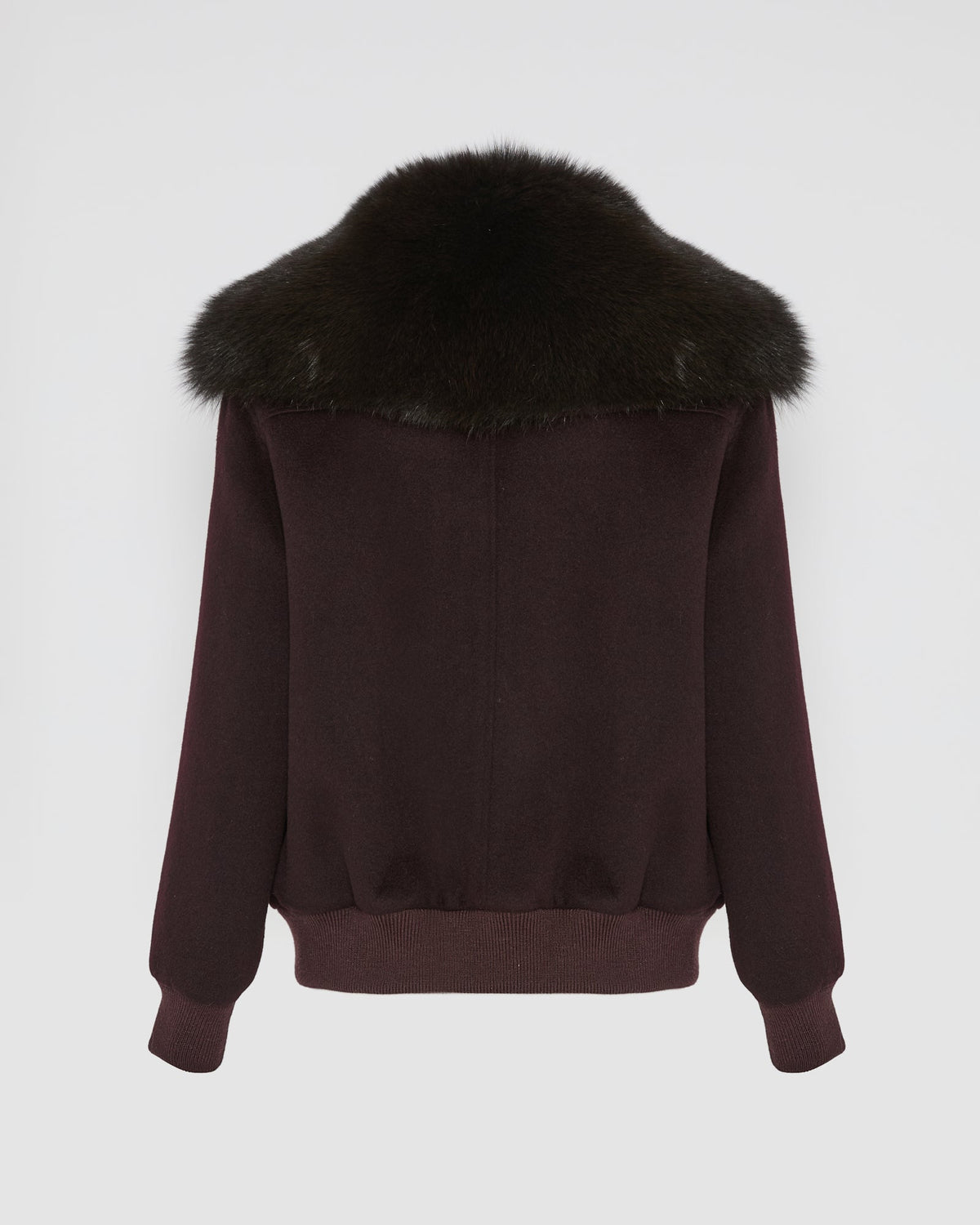 Cropped jacket in cashmere wool with fox fur collar
