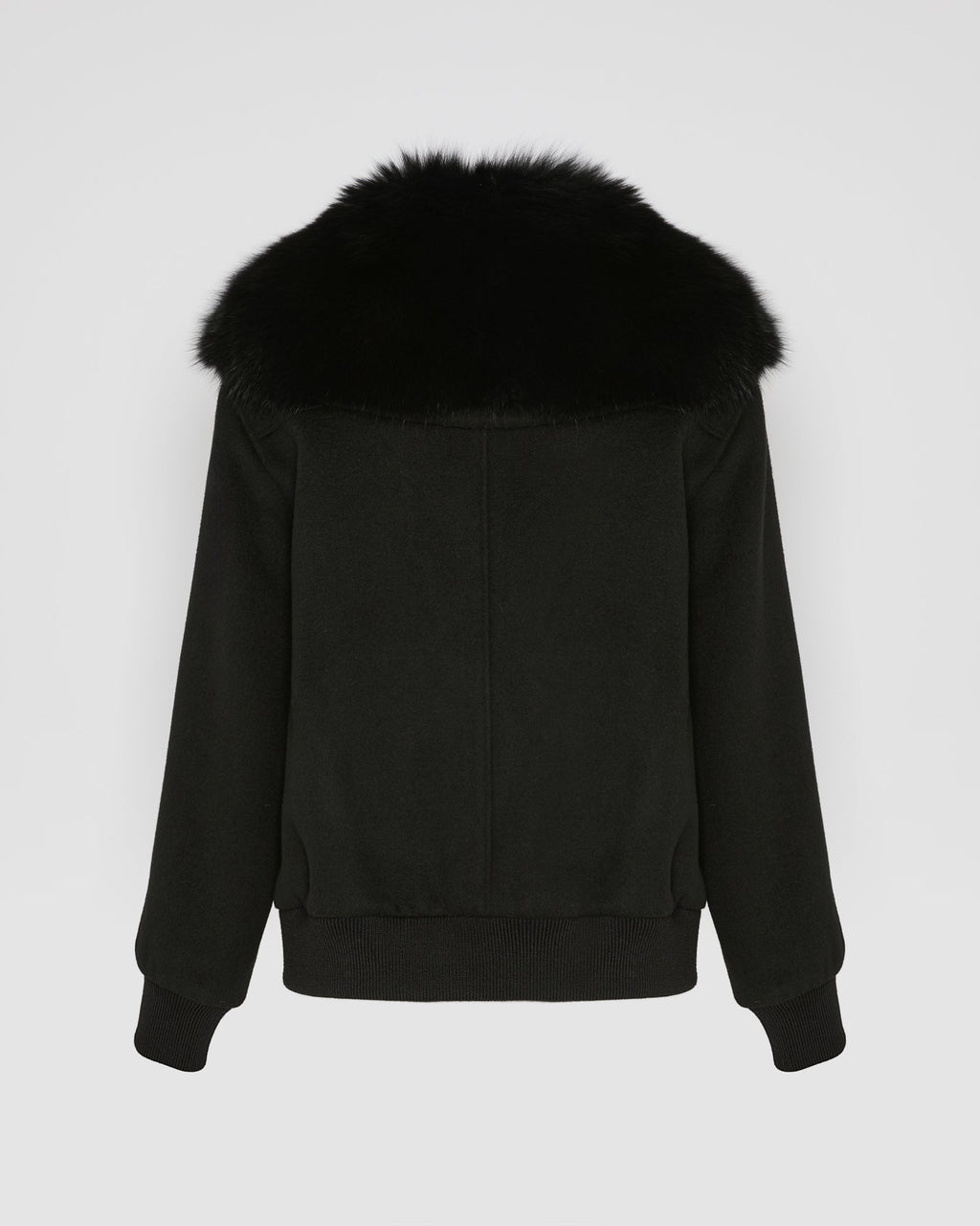Cropped jacket in cashmere wool with fox fur collar