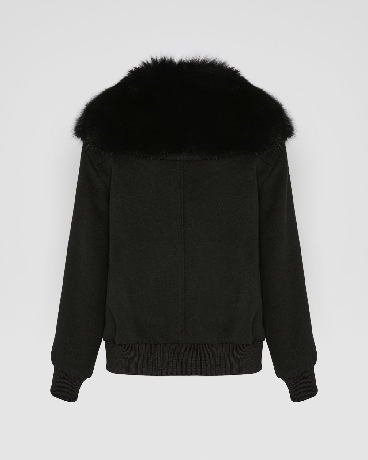 Cropped jacket in cashmere wool with fox fur collar