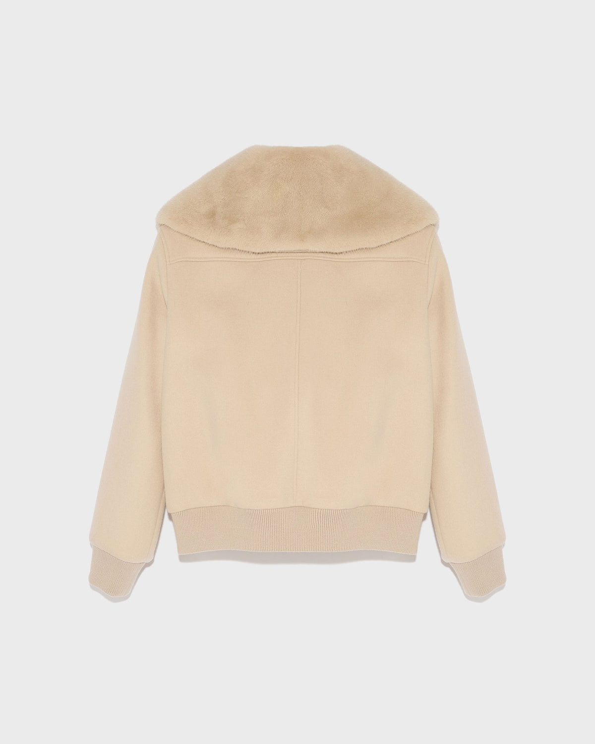 Cashmere wool jacket with mink fur collar