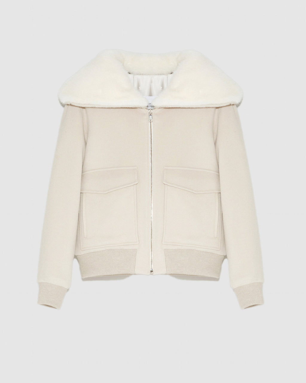 Cashmere wool jacket with mink fur collar