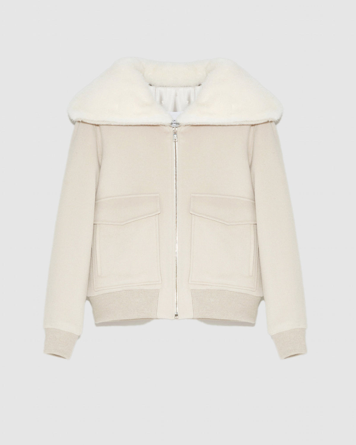 Cashmere wool jacket with mink fur collar