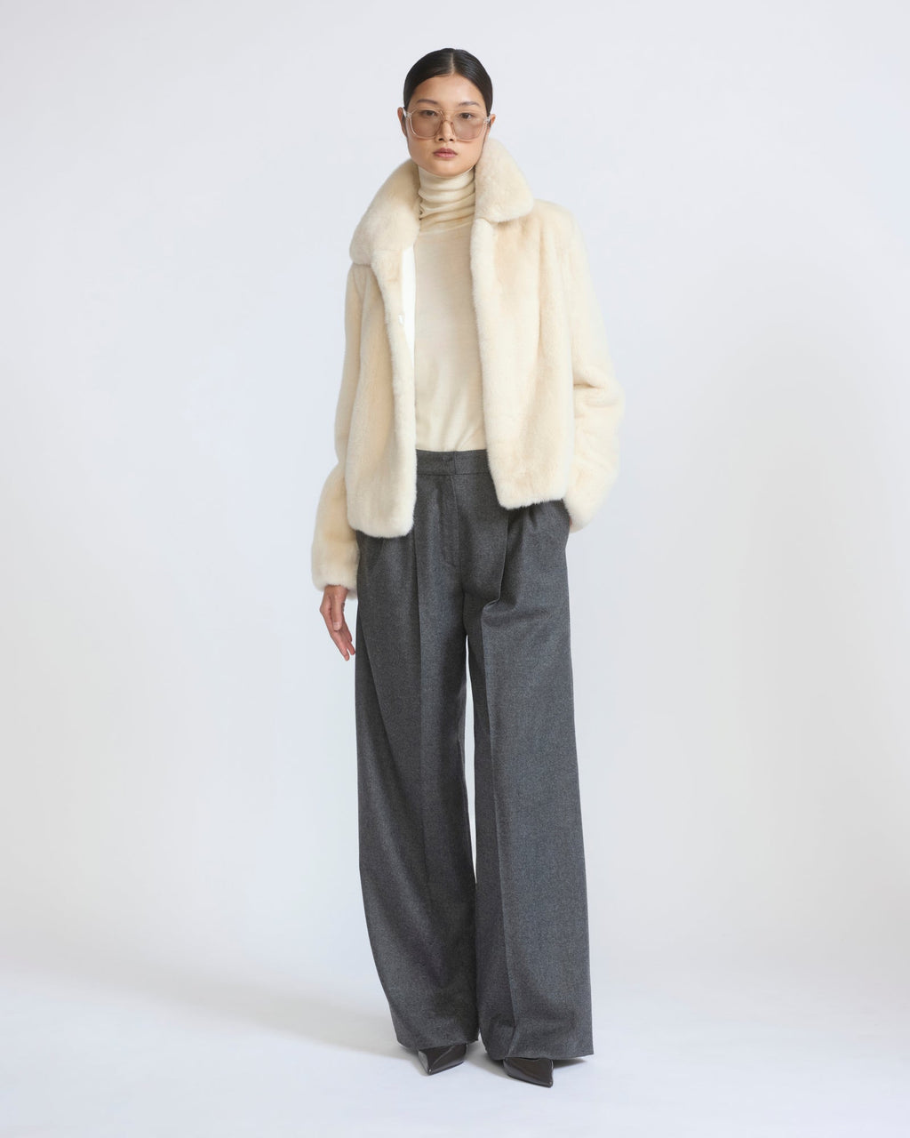 Short jacket in long-haired mink fur