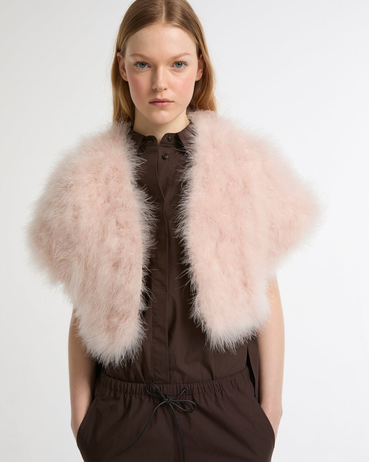 Cropped feather bolero