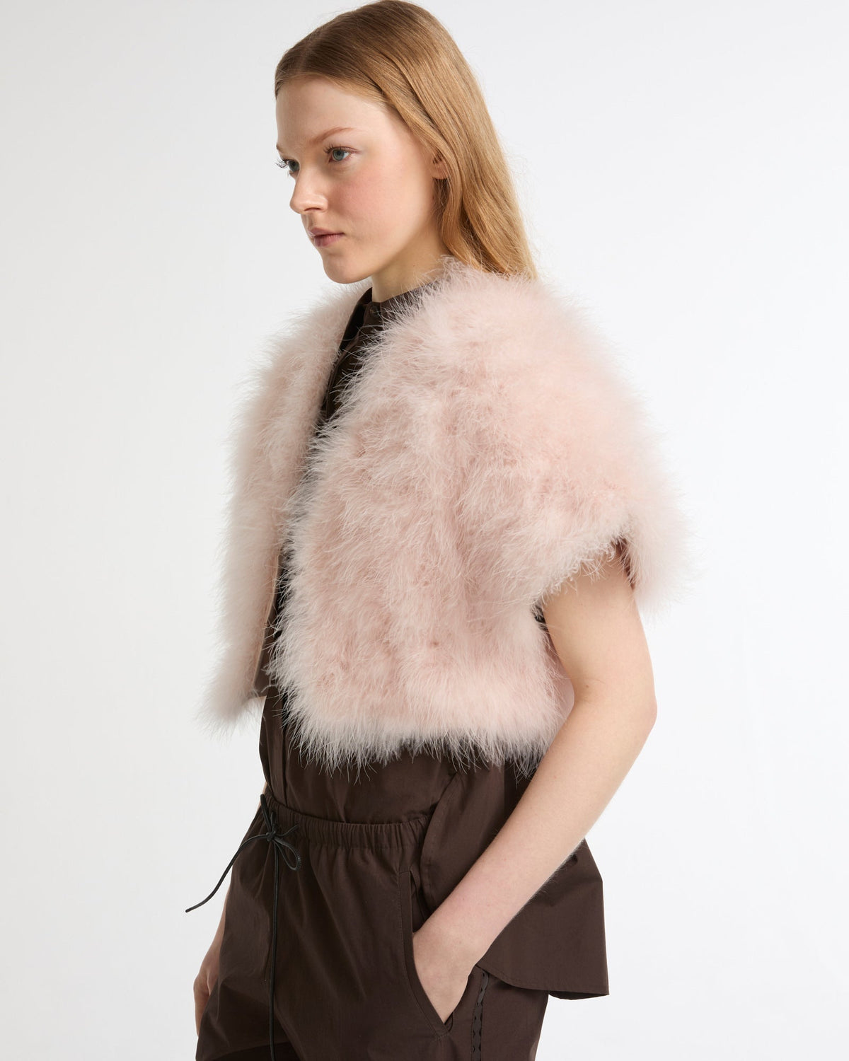 Cropped feather bolero
