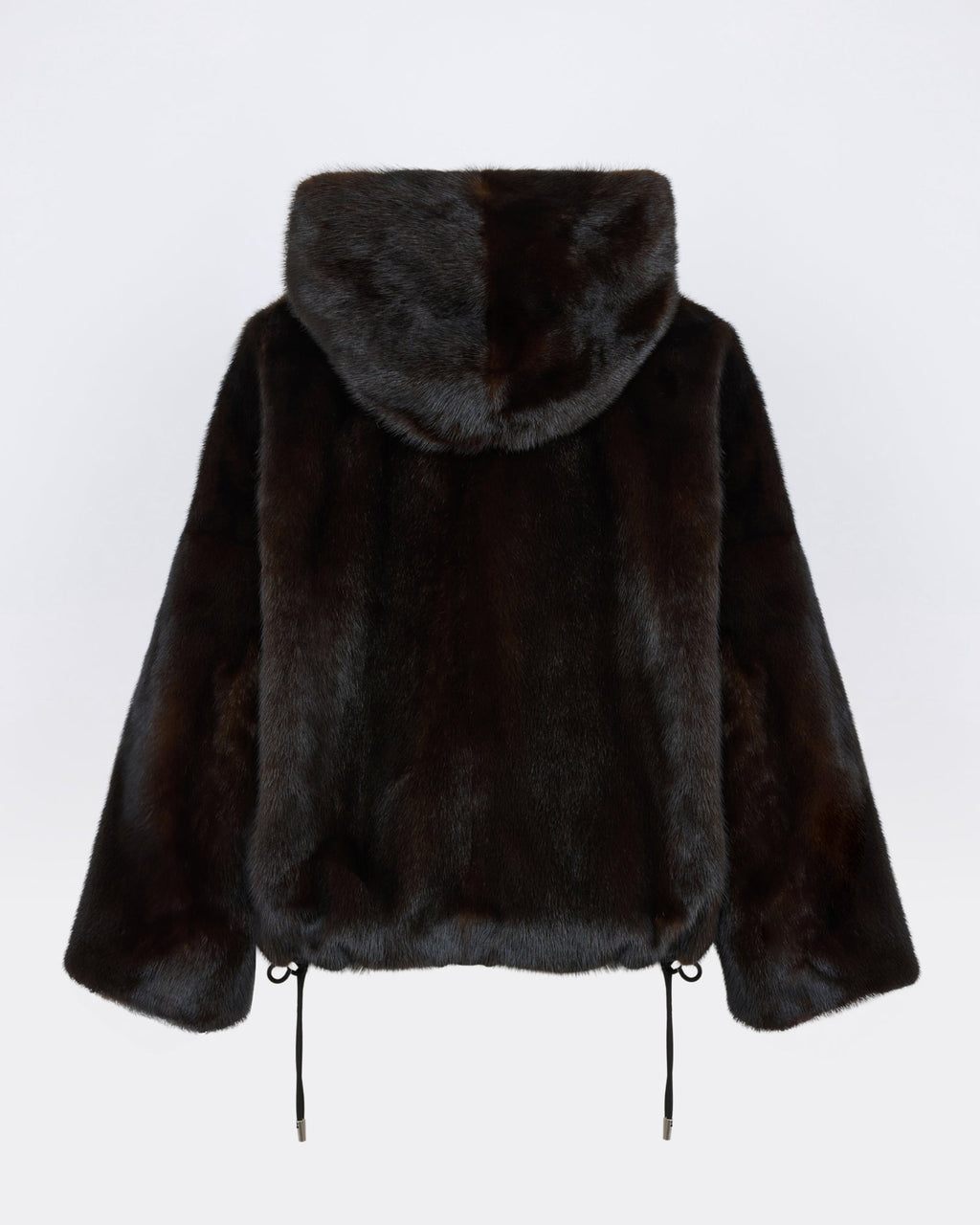 Short reversible water-repellent technical fabric jacket with mink fur