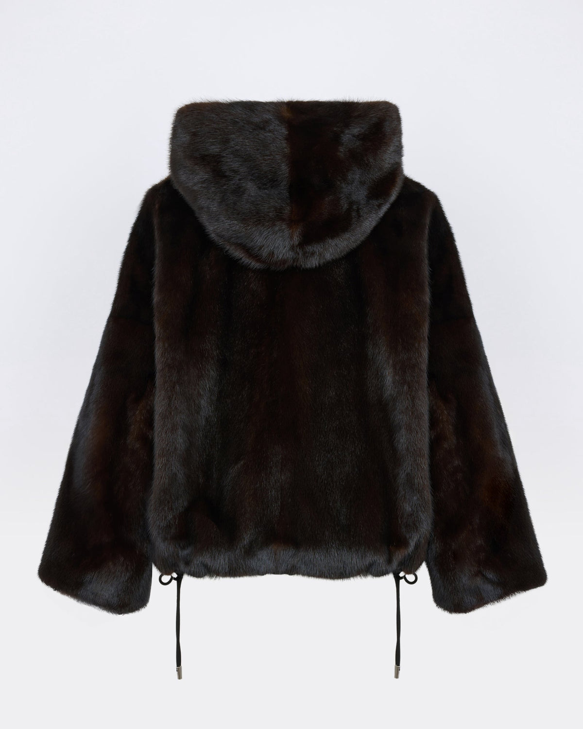 Short reversible water-repellent technical fabric jacket with mink fur