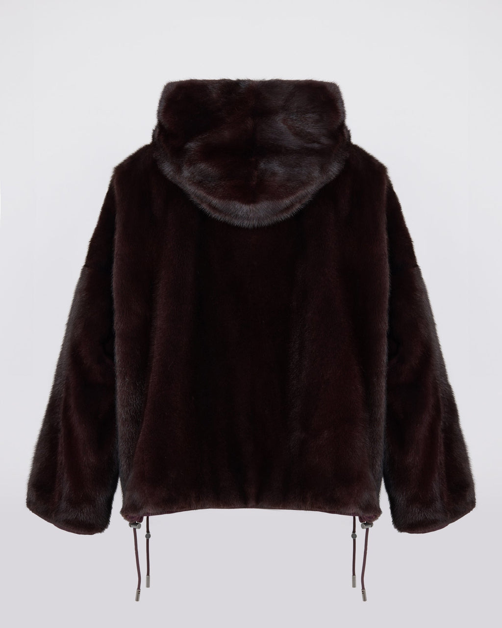 Short reversible water-repellent technical fabric jacket with mink fur