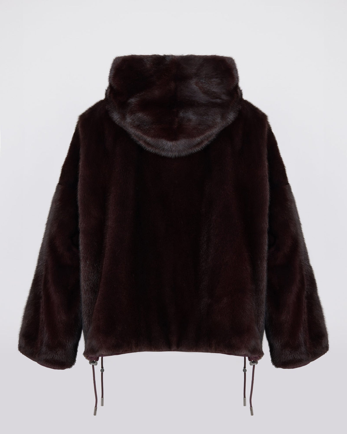 Short reversible water-repellent technical fabric jacket with mink fur