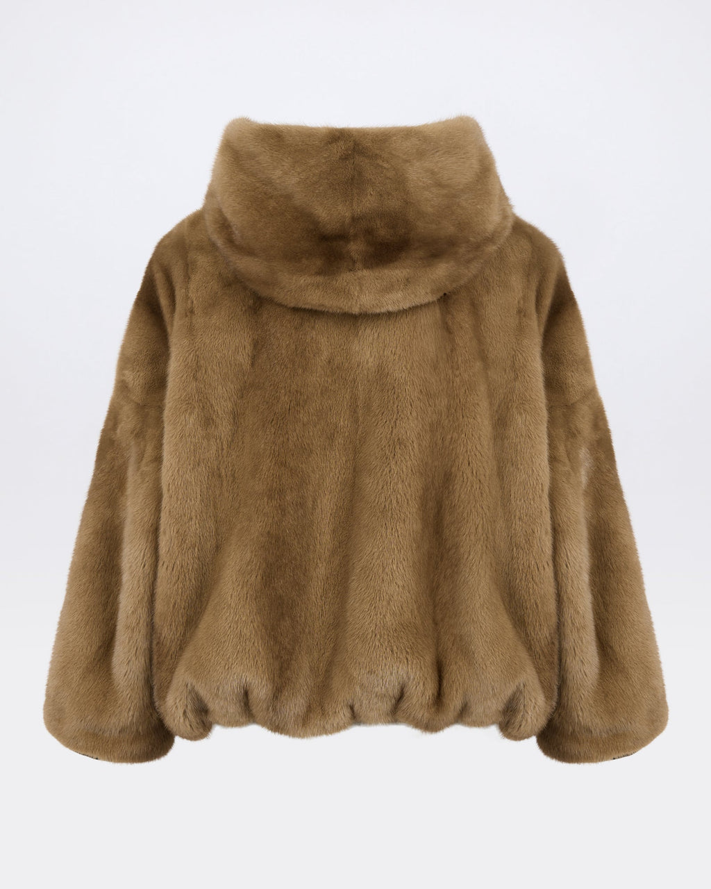 Short reversible water-repellent technical fabric jacket with mink fur