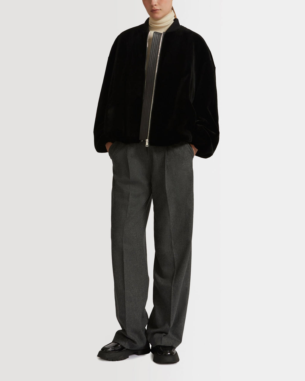 Bomber jacket in sheared mink