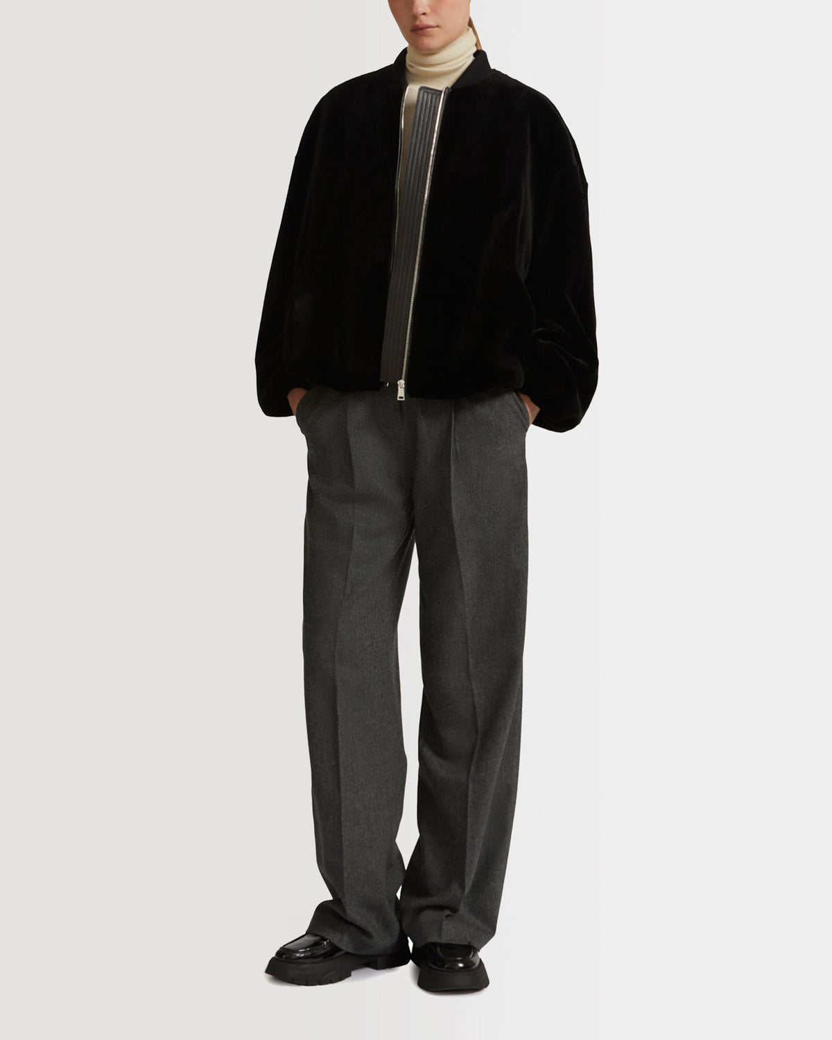 Bomber jacket in sheared mink