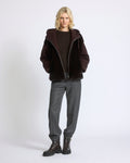 Hooded jacket in mink fur and technical fabric