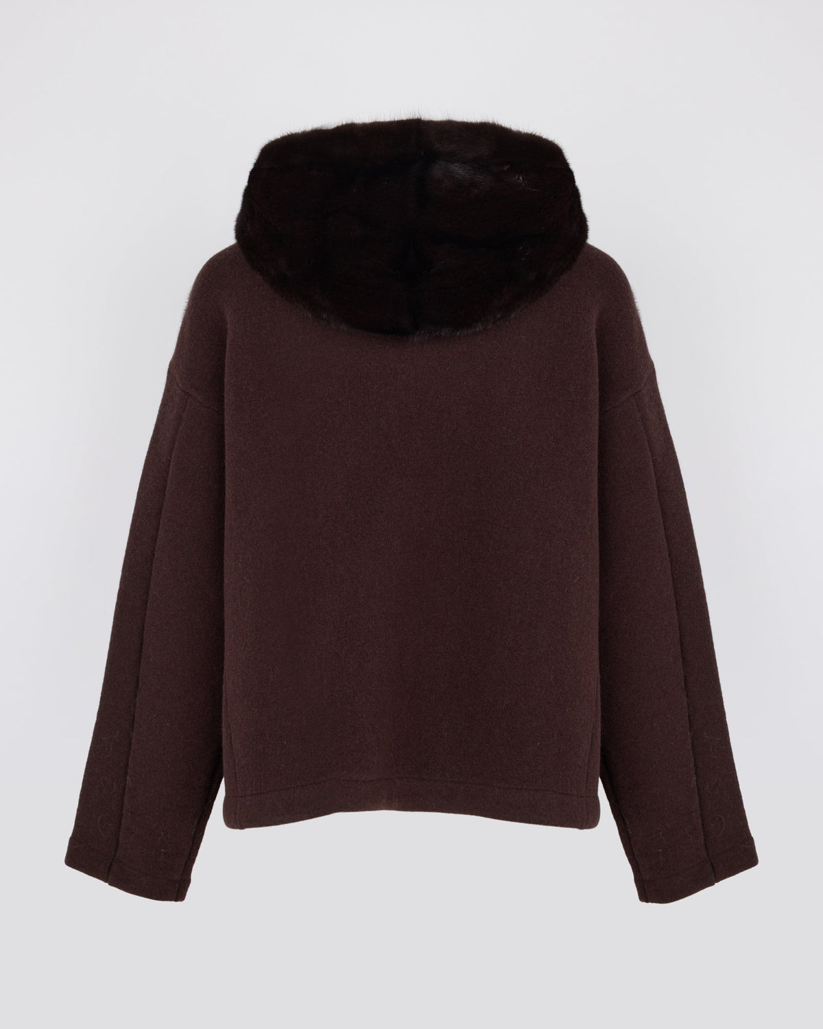 Hooded jacket in mink fur and technical fabric