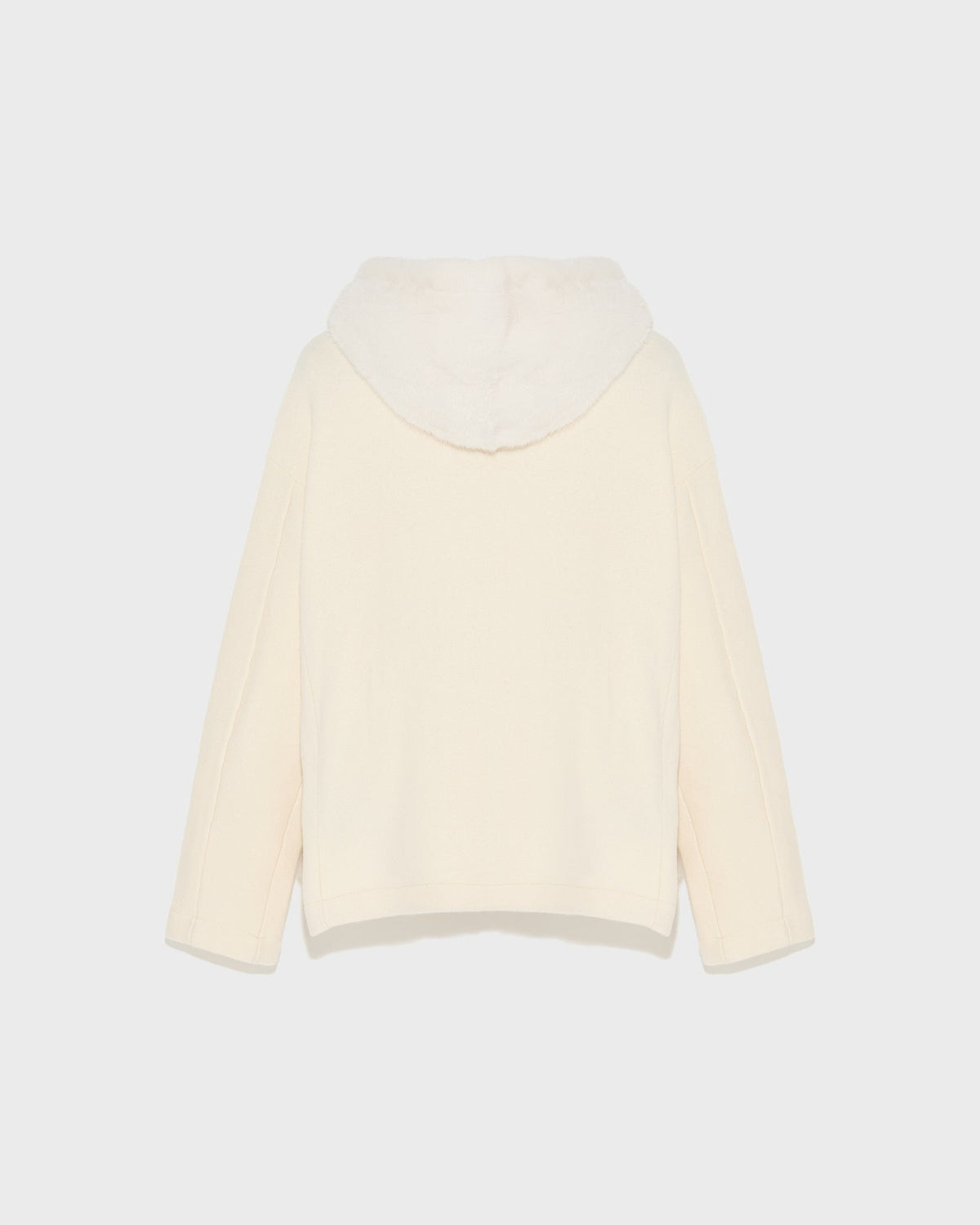 Hooded jacket in knit and mink fur