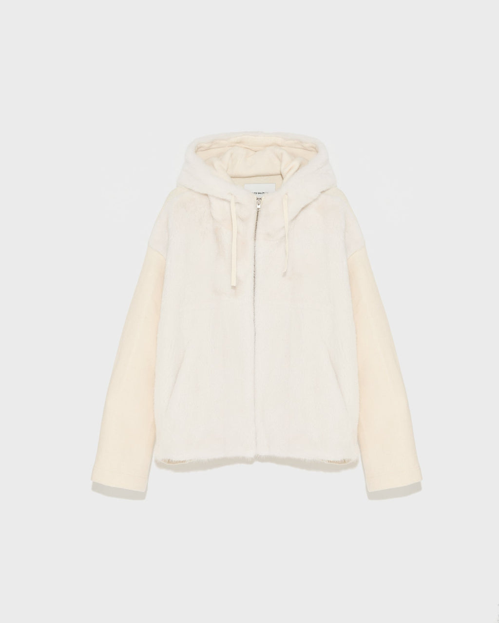 Hooded jacket in knit and mink fur