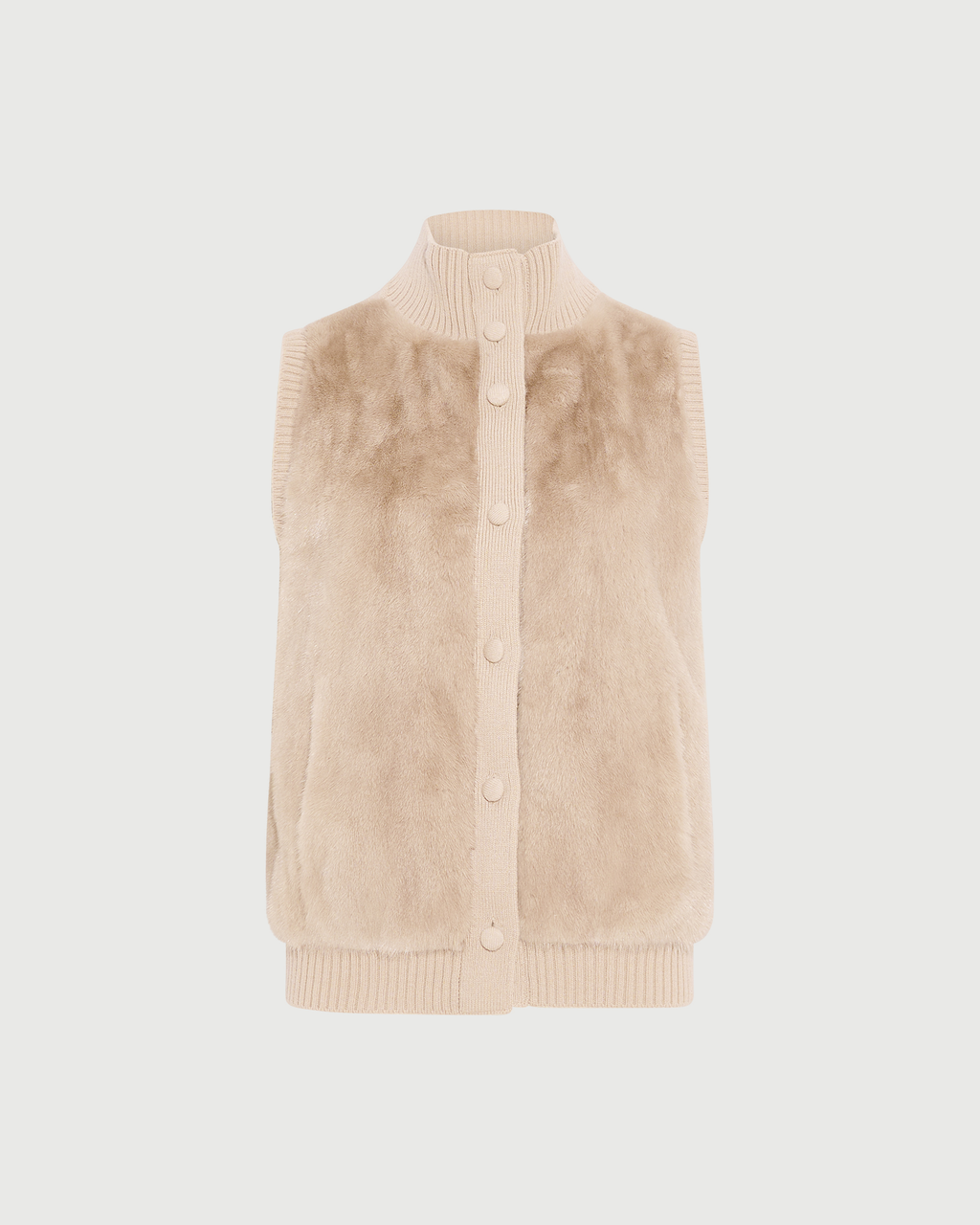 Short knitted gilet in merino and mink