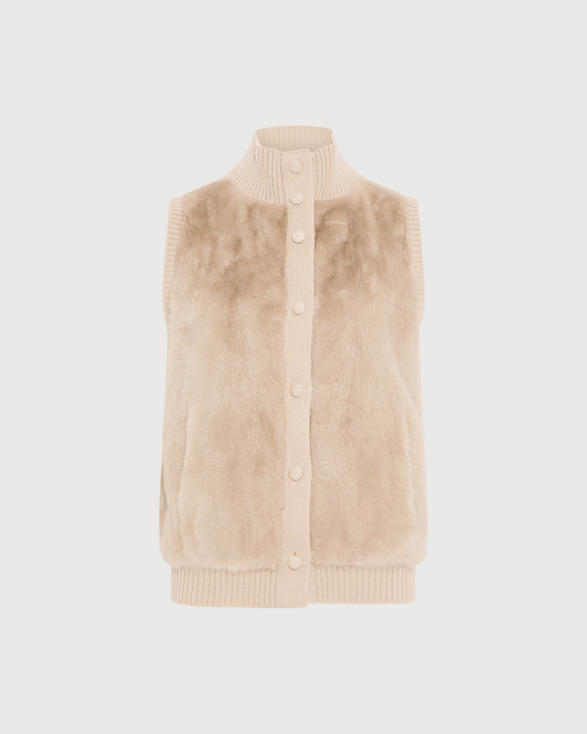 Short knitted gilet in merino and mink