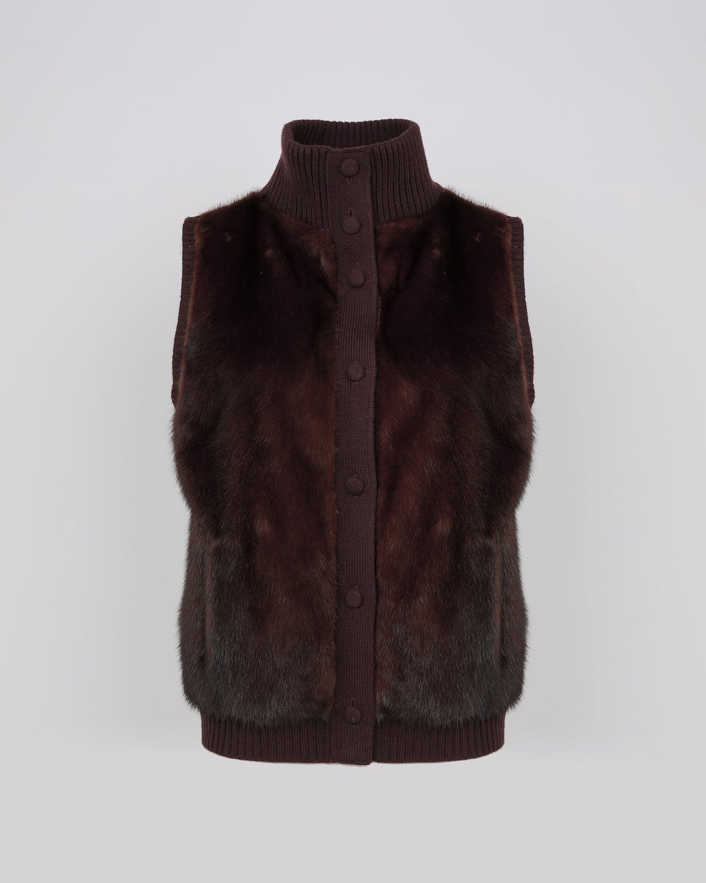 Short knitted gilet in merino and mink