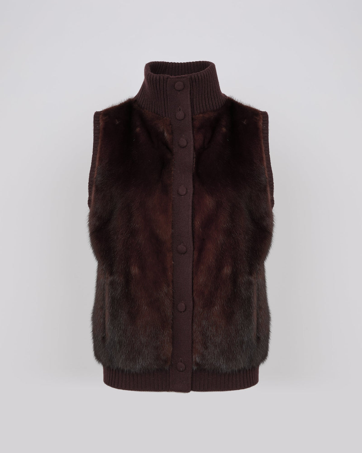Short knitted gilet in merino and mink