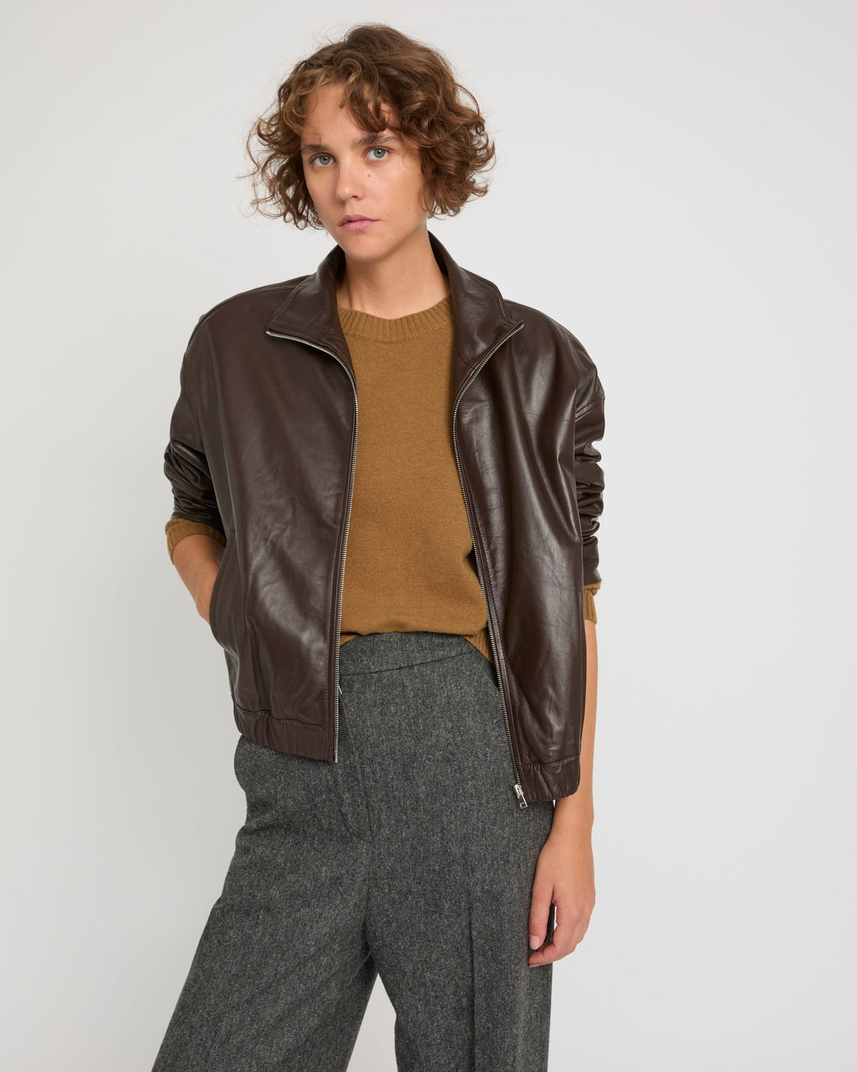 Lamb leather blouson