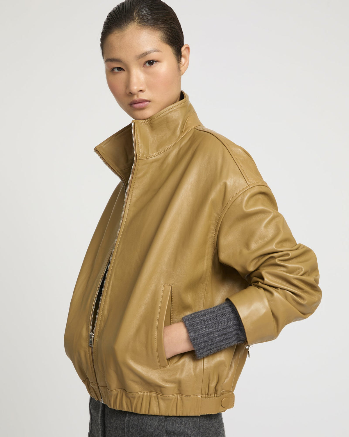 Lamb leather blouson