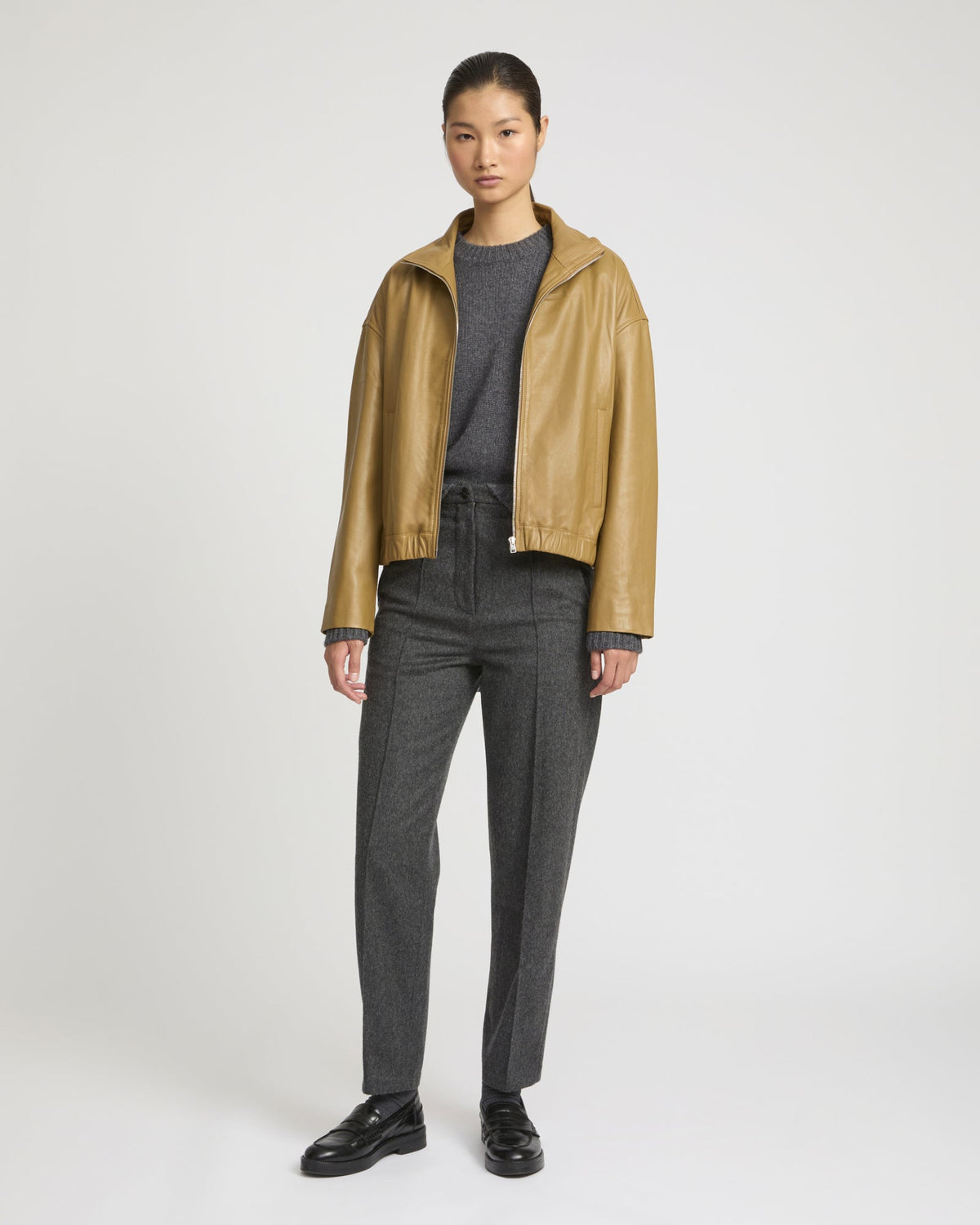 Lamb leather blouson