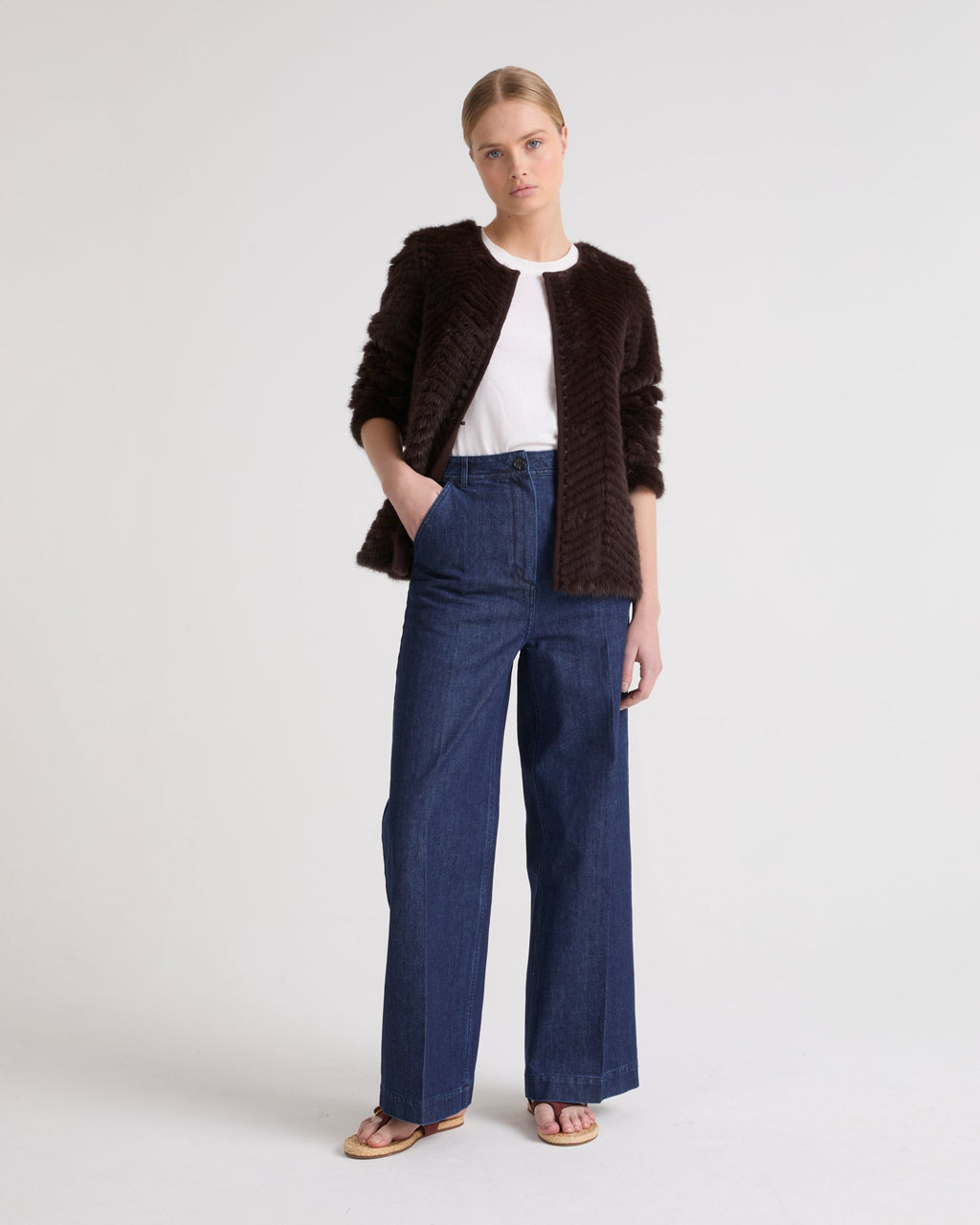 Merino knit and mink fur jacket